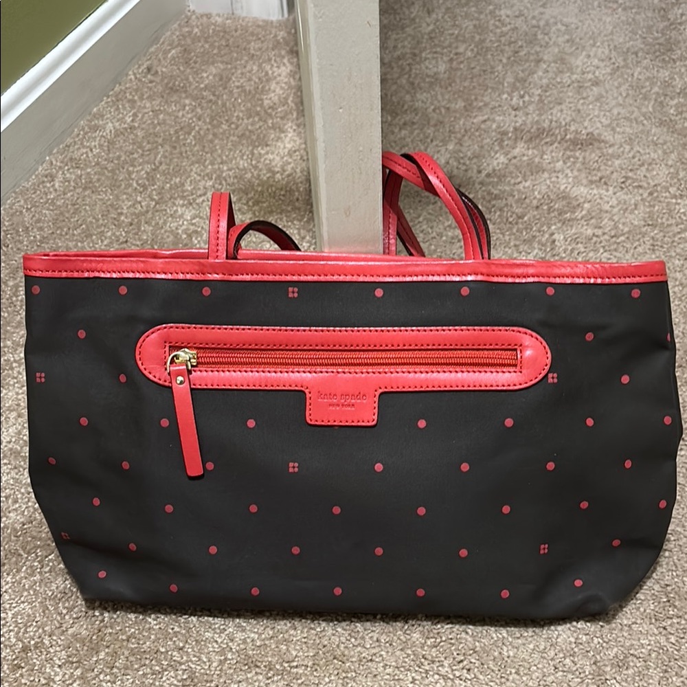 Kate Spade Black and Red Polka Dot Tote